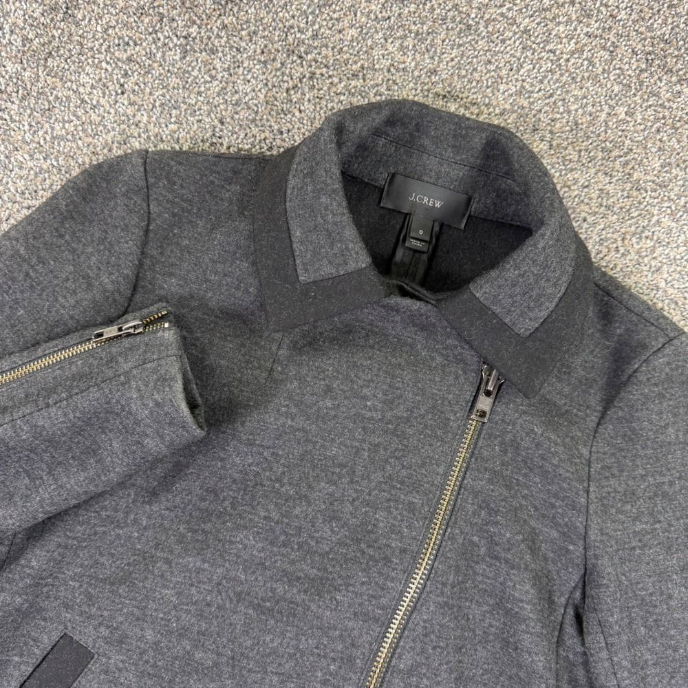 J.Crew Charcoal Grey Wool Blend Asymmetrical Moto Jacket Womens 0 Casual Work